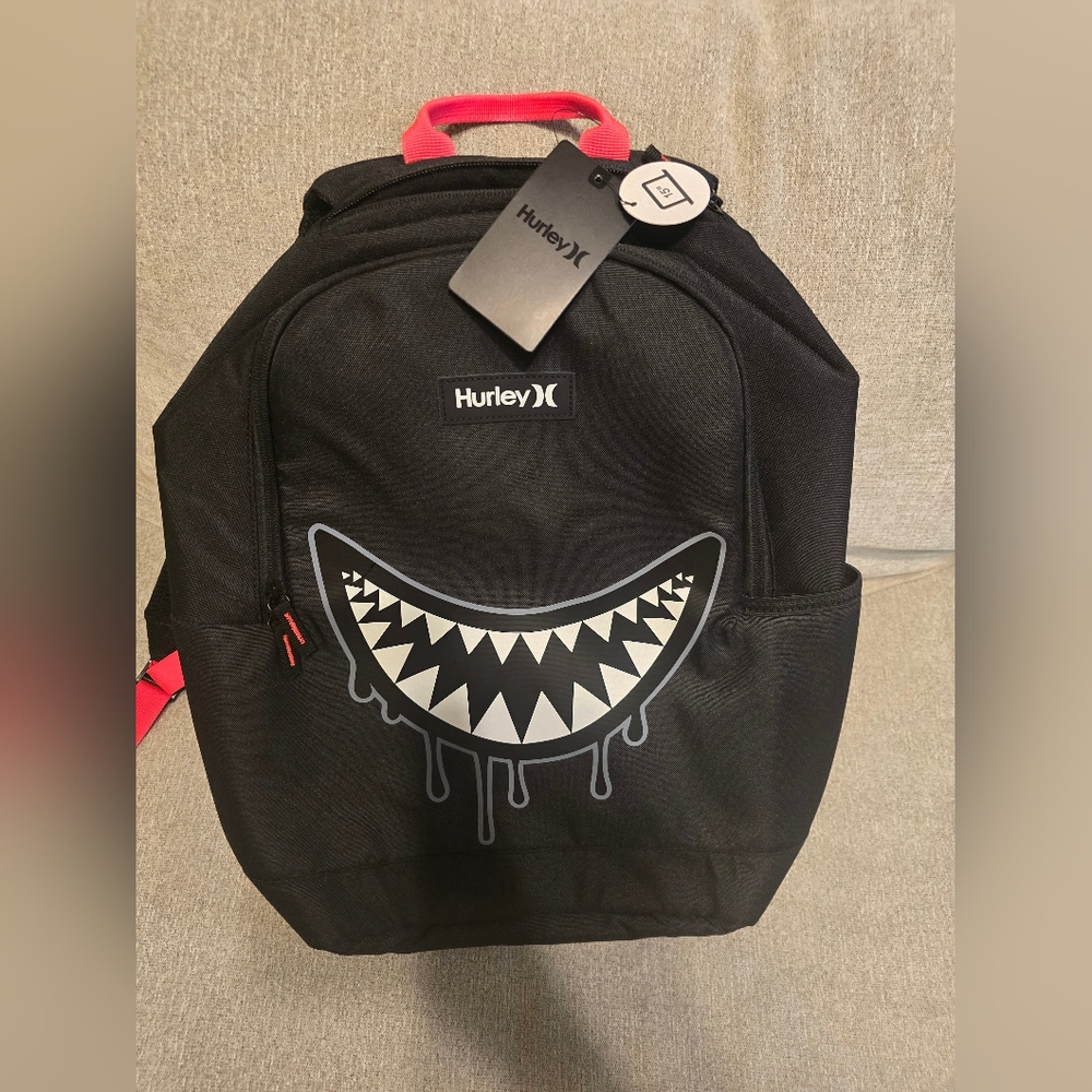 NWT Hurley Black Backpack with Dripping Graphic